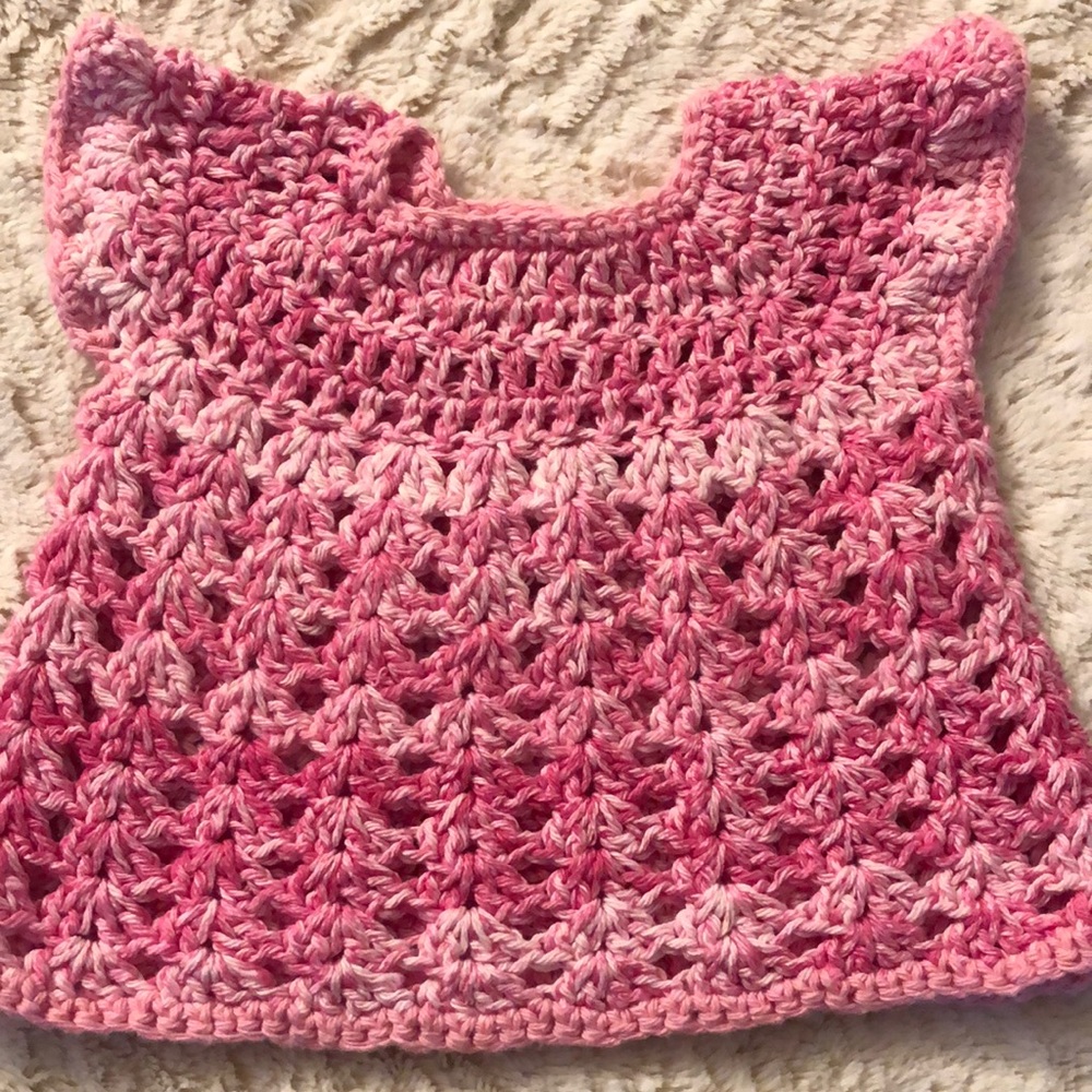 Handmade crochet baby dress. Cotton. New.